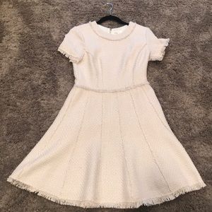 Eliza J Fit & Flare Ivory Tweed Dress Size 6